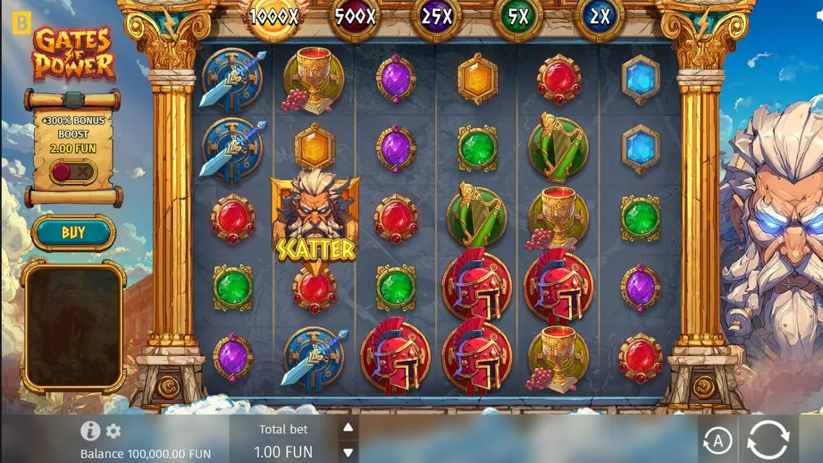 Pemandangan gerbang Olympus yang megah dalam slot Gates of Power